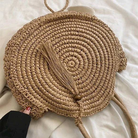 New Arrival Summer Beach Woven Rattan Bag Strap Accessory With Tassel Decoration - Picture 2 of 5